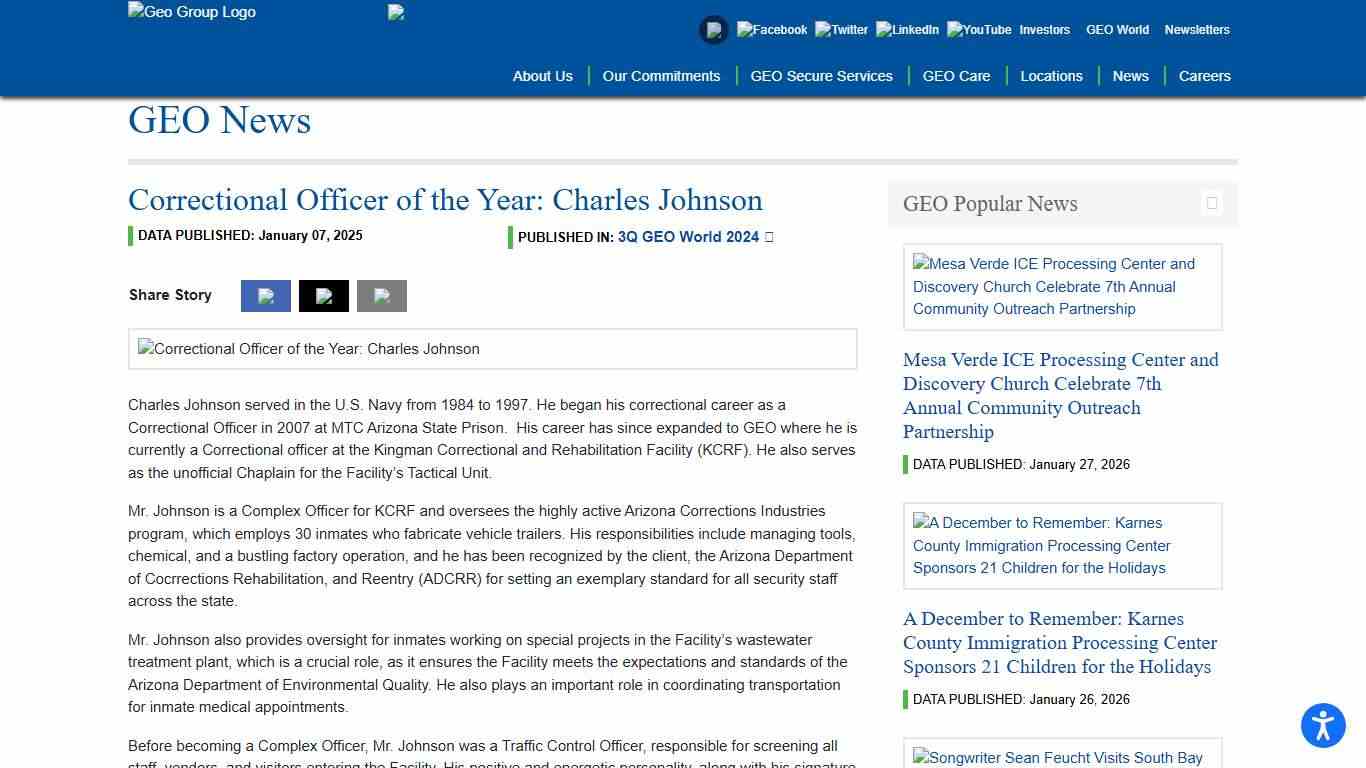 Correctional Officer of the Year: Charles Johnson